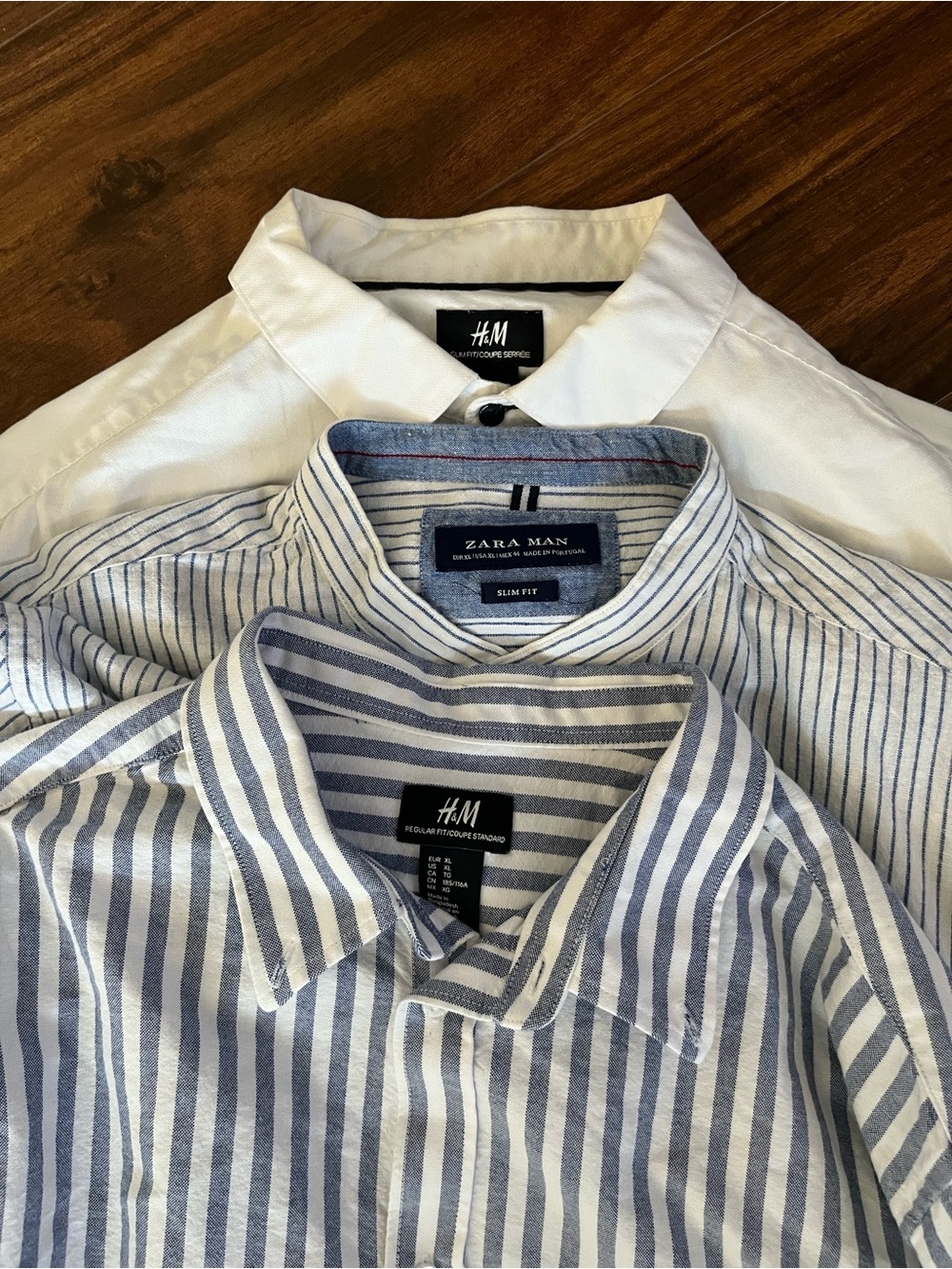 Pack of XL Men’s Button Up H&M/Zara White Shirt Blue Strip